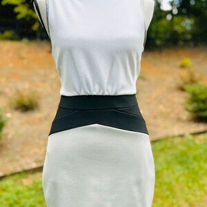 Jennifer Lopez Sleeveless Pencil Dress Size 12 White/Black/Gray NWT